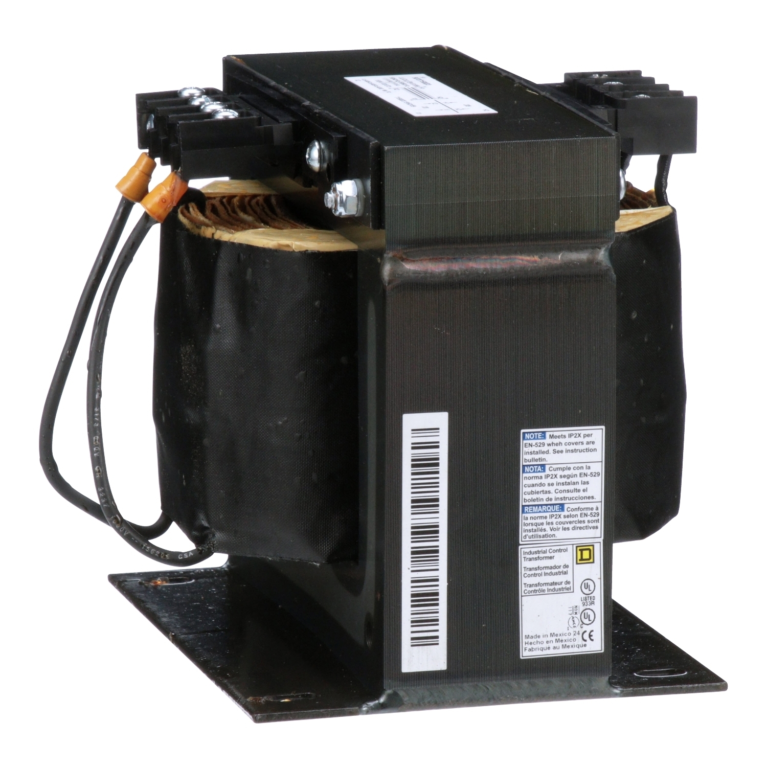 Transformer, Type T, industrial control, 1500VA, 1 phase, 208V primary, 120V secondary, 115C rise