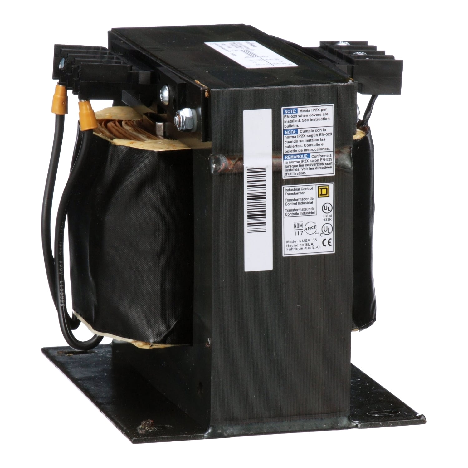 Transformer, Type T, industrial control, 1500VA, 1 phase, 240/480/600V primary, 120V secondary, 115C rise
