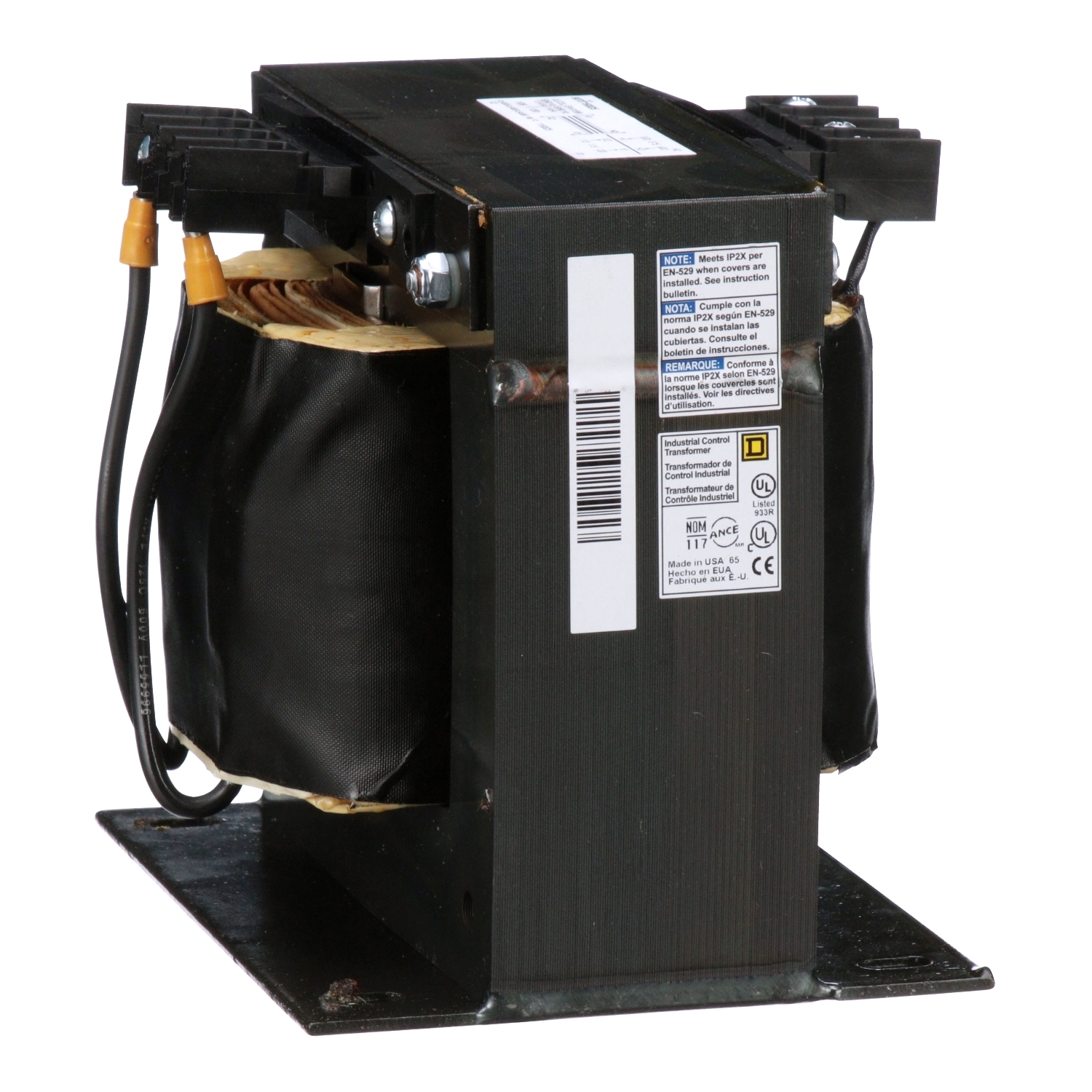 Transformer, Type T, industrial control, 1500VA, 1 phase, 600V primary, 120V secondary, 115C rise