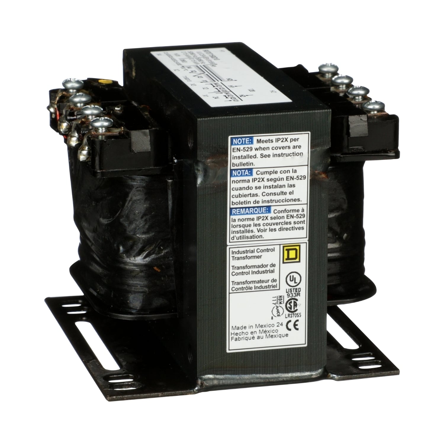 Transformer, Type T, industrial control, 150VA, 1 phase, 120V primary, 12/24V secondary, 55C rise