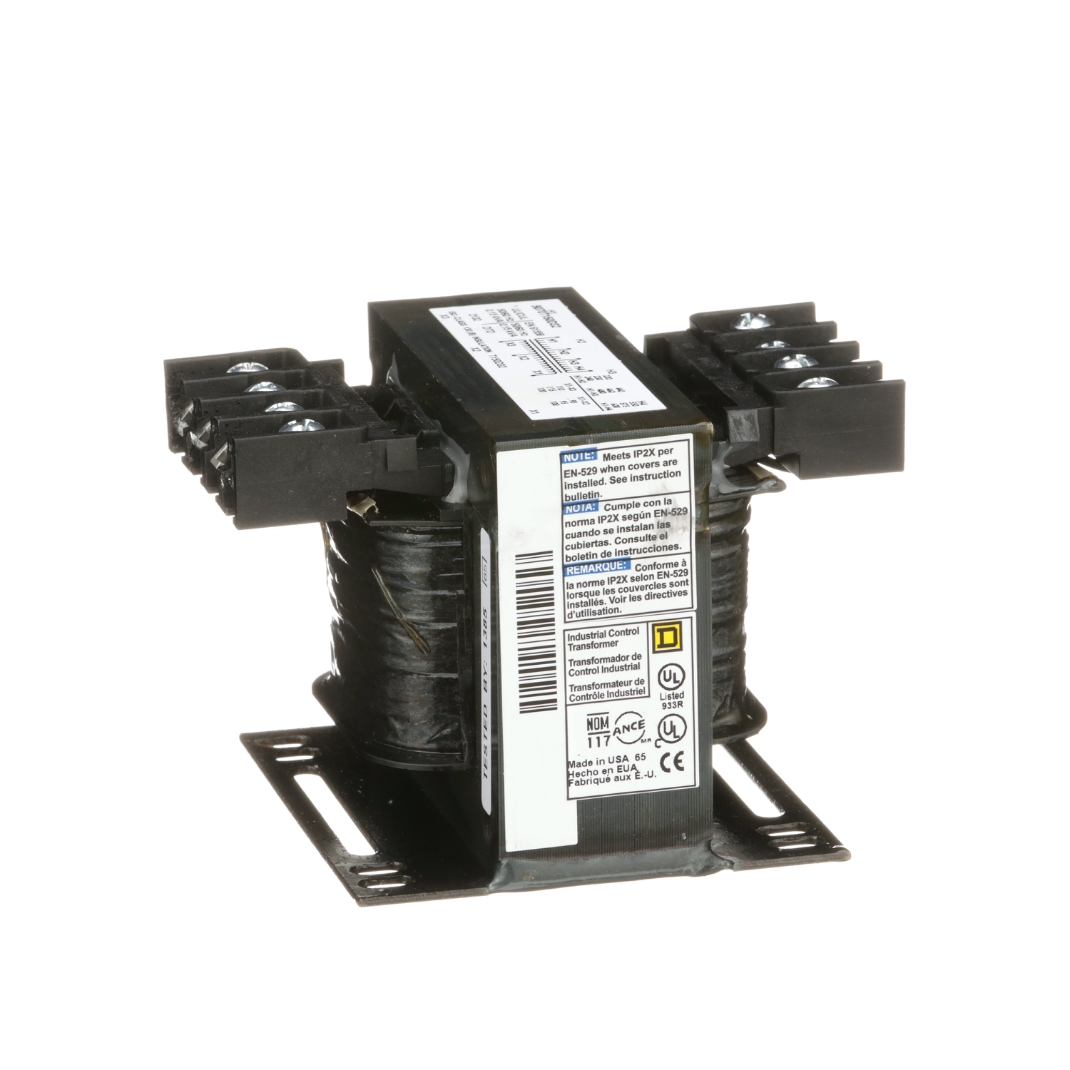 Transformer, Type T, industrial control, 150VA, 1 phase, 240/480/600V primary, 120V secondary, 55C rise