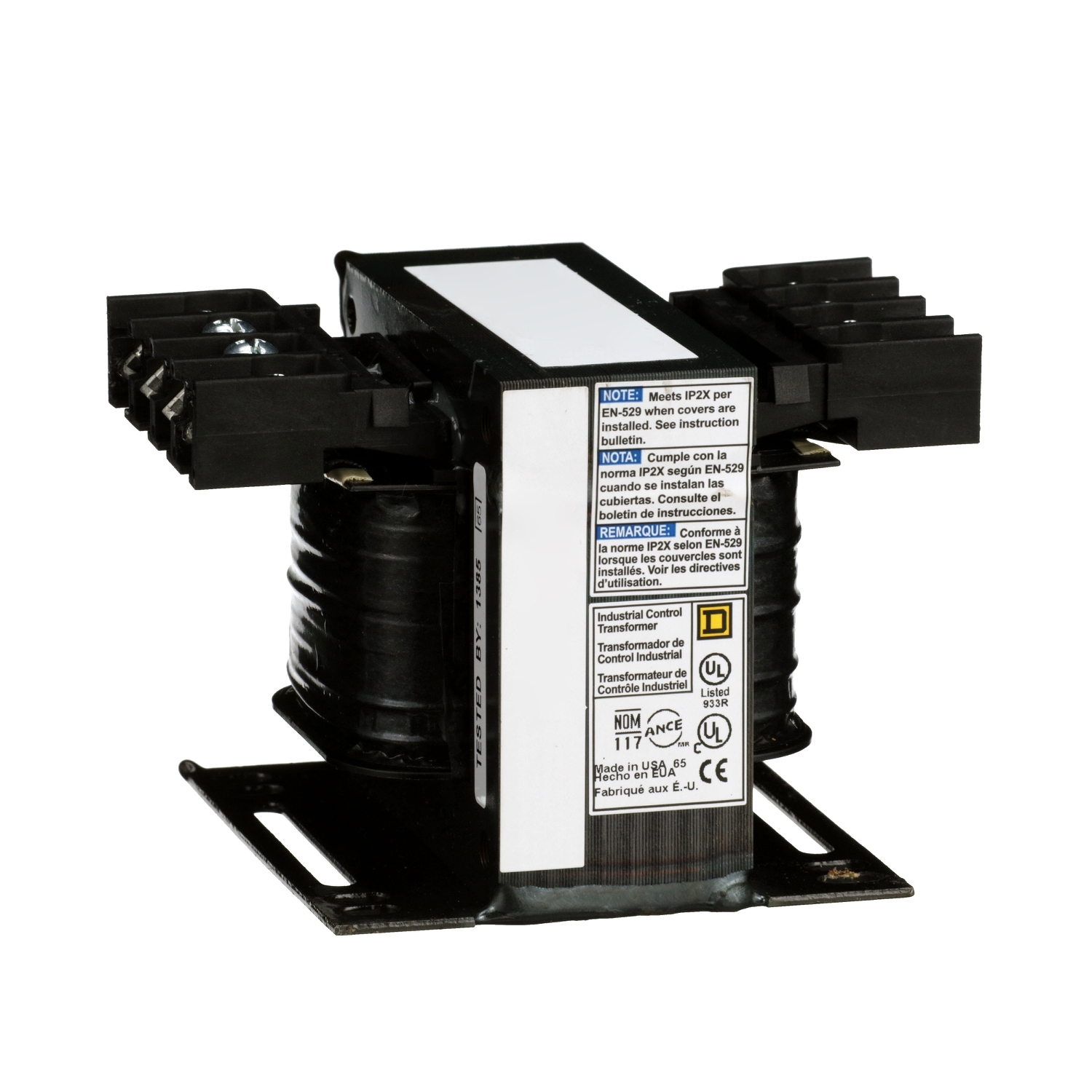 Transformer, Type T, industrial control, 200VA, 1 phase, 208/240/277/380/480V primary, 24V secondary, 80C rise