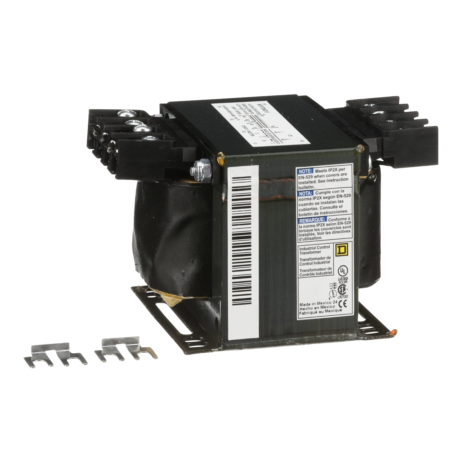 Transformer, Type T, industrial control, 250VA, 1 phase, 120V primary, 12/24V secondary, 80C rise