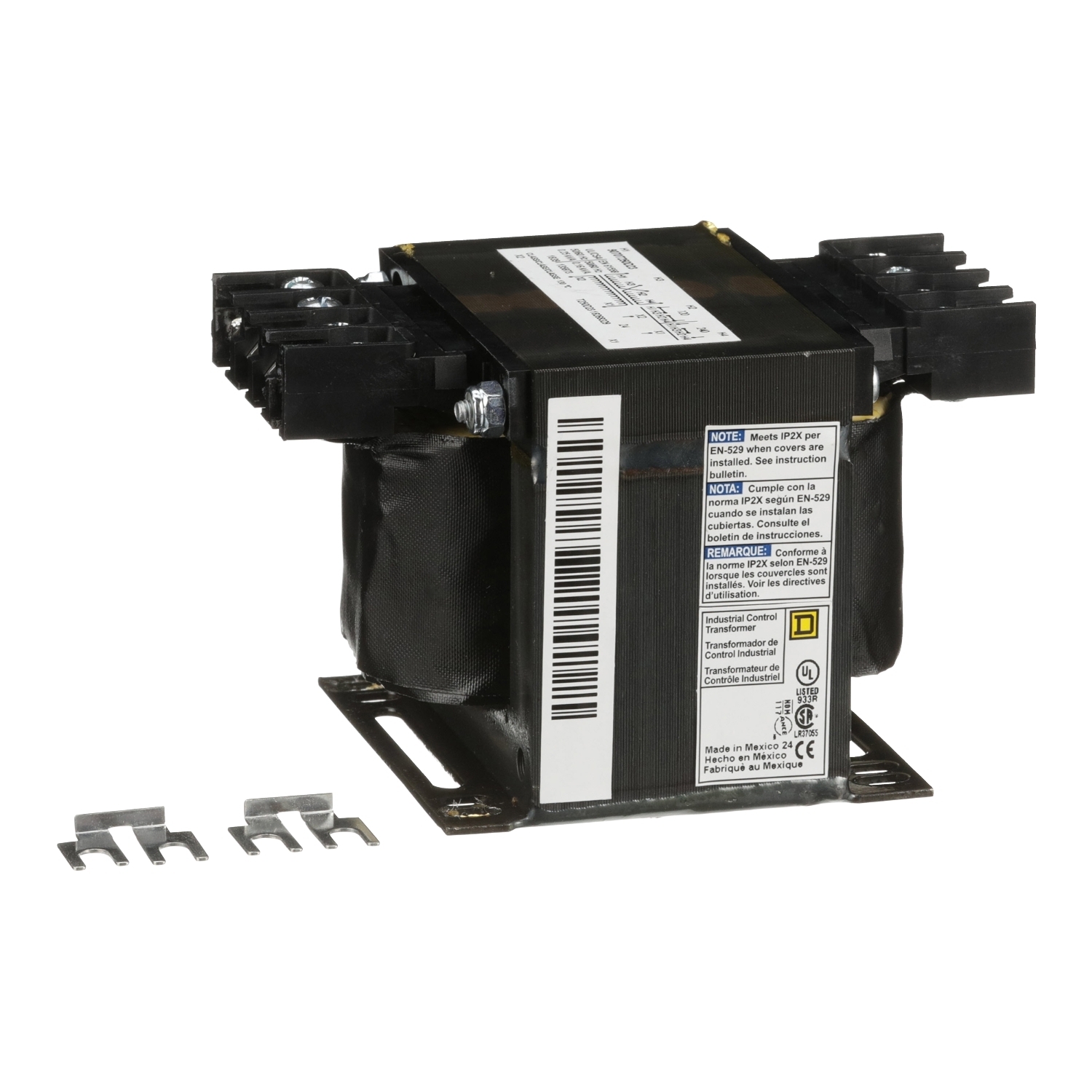 Transformer, Type T, industrial control, 250VA, 1 phase, 120x240V primary, 24V secondary, 80C rise