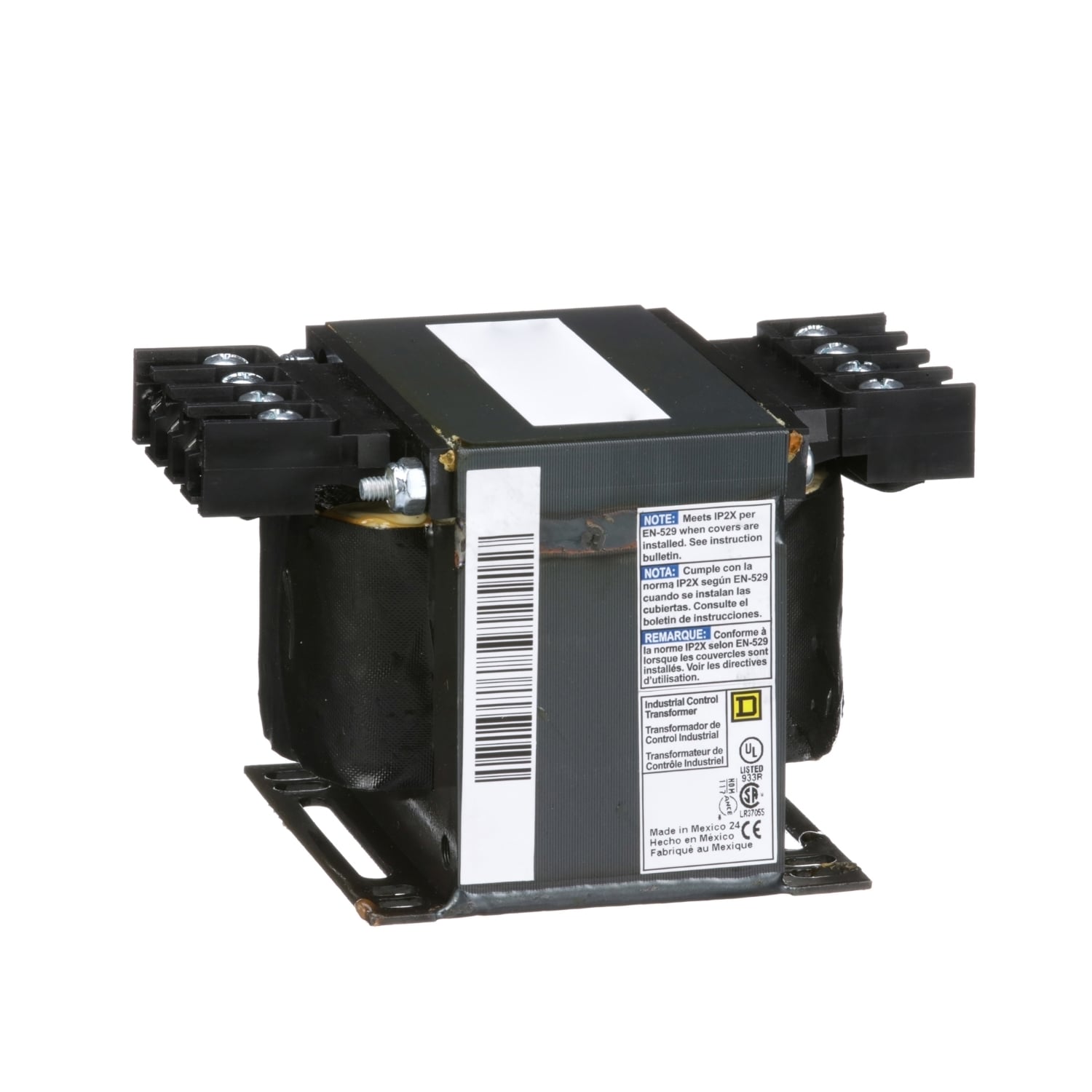 Transformer, Type T, industrial control, 250VA, 1 phase, 600V primary, 12/24V secondary, 80C rise
