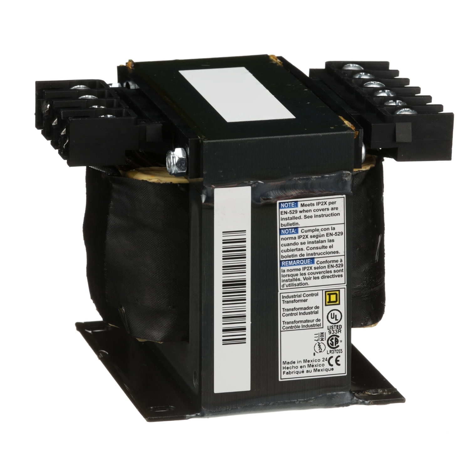 Transformer, Type T, industrial control, 250VA, 1 phase, 240/416/480/600V primary, 99/120/130V secondary, 80C rise