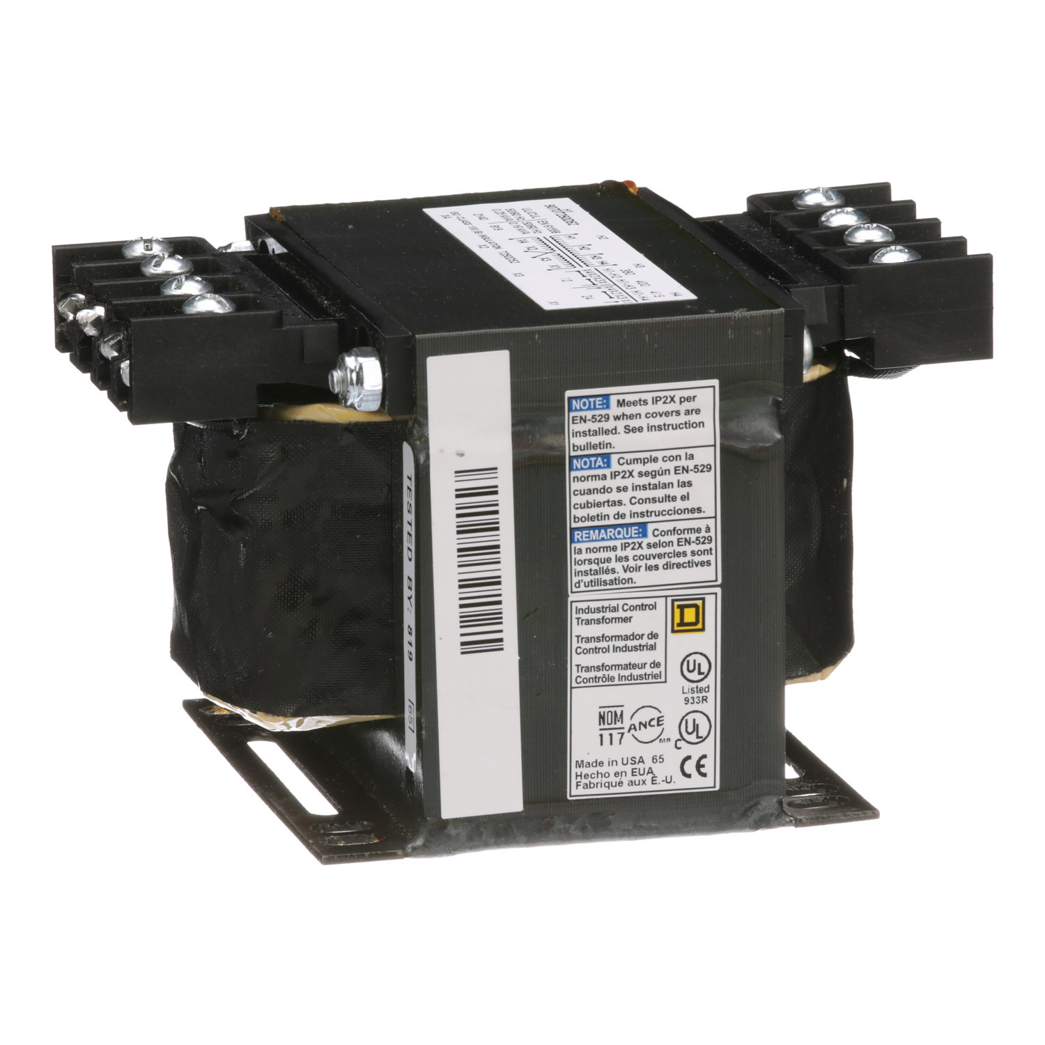 Transformer, Type T, industrial control, 250VA, 1 phase, 380/400/415V primary, 12/24V secondary, 80C rise