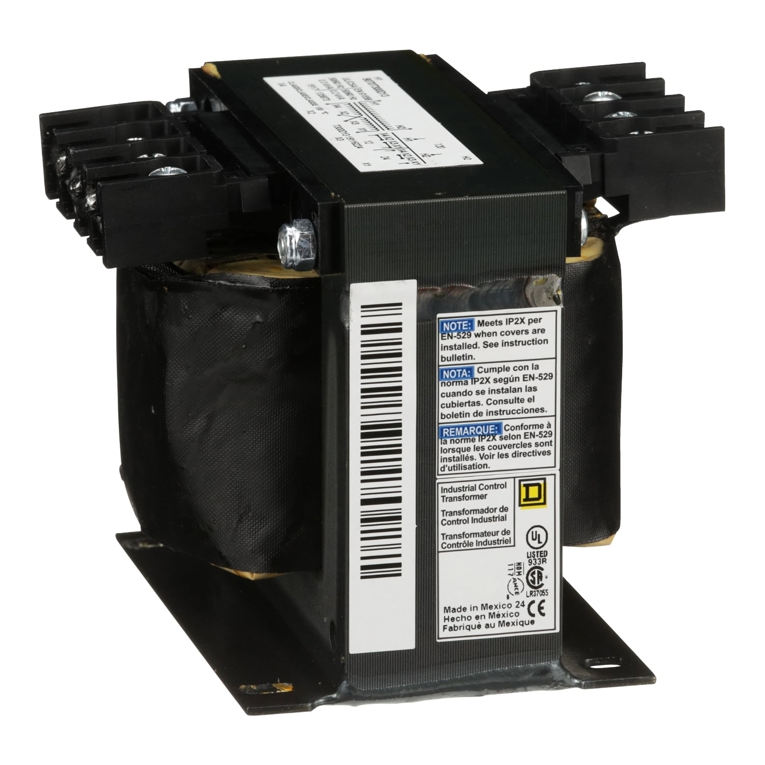 Transformer, Type T, industrial control, 300VA, 1 phase, 120V primary, 12/24V secondary, 80C rise
