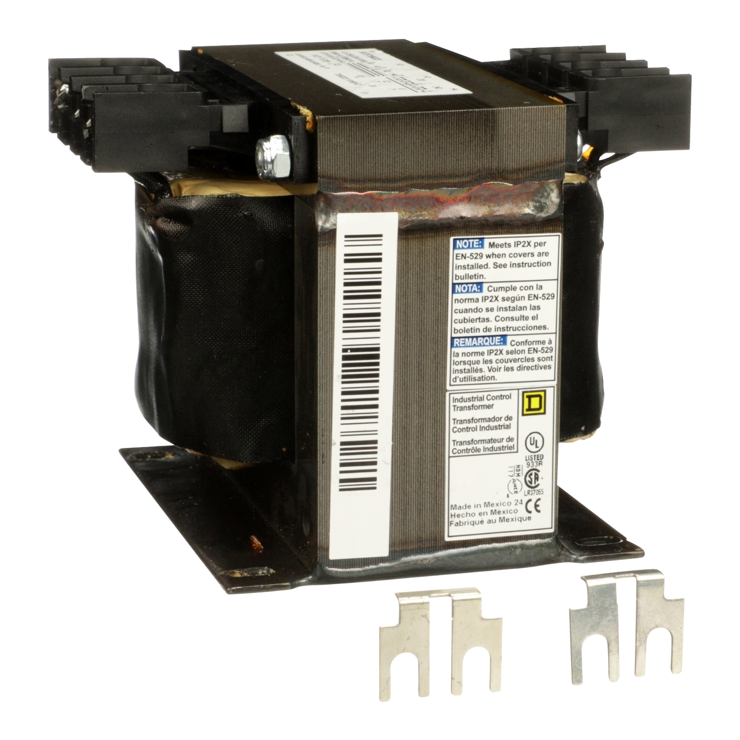 Transformer, Type T, industrial control, 350VA, 1 phase, 120x240V primary, 24V secondary, 80C rise