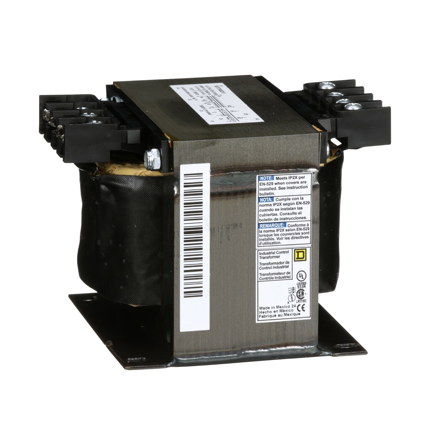 Transformer, Type T, industrial control, 500VA, 1 phase, 120V primary, 12/24V secondary, 115C rise