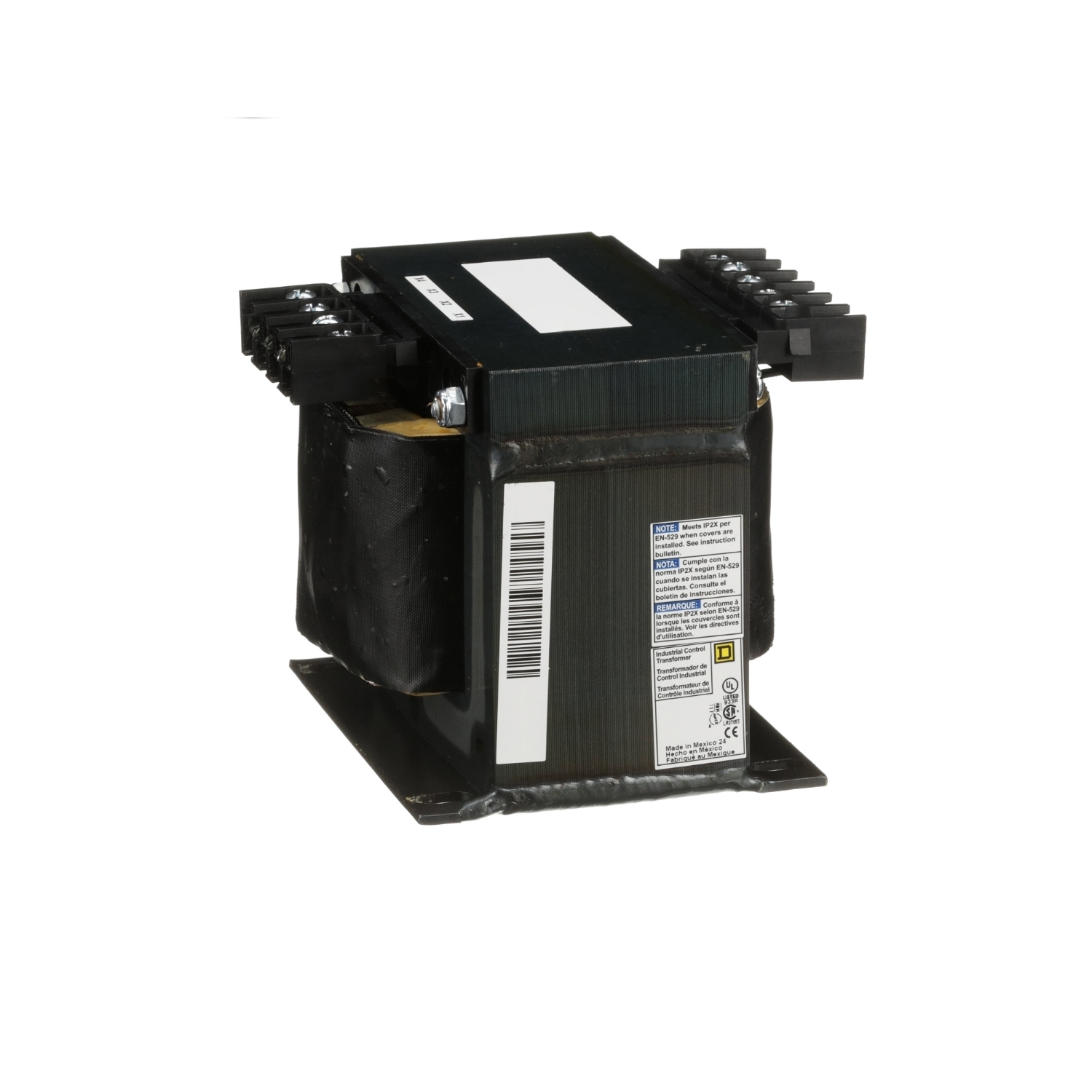 Transformer, Type T, industrial control, 500VA, 1 phase, 208/240/277/380/480V primary, 24V secondary, 115C rise