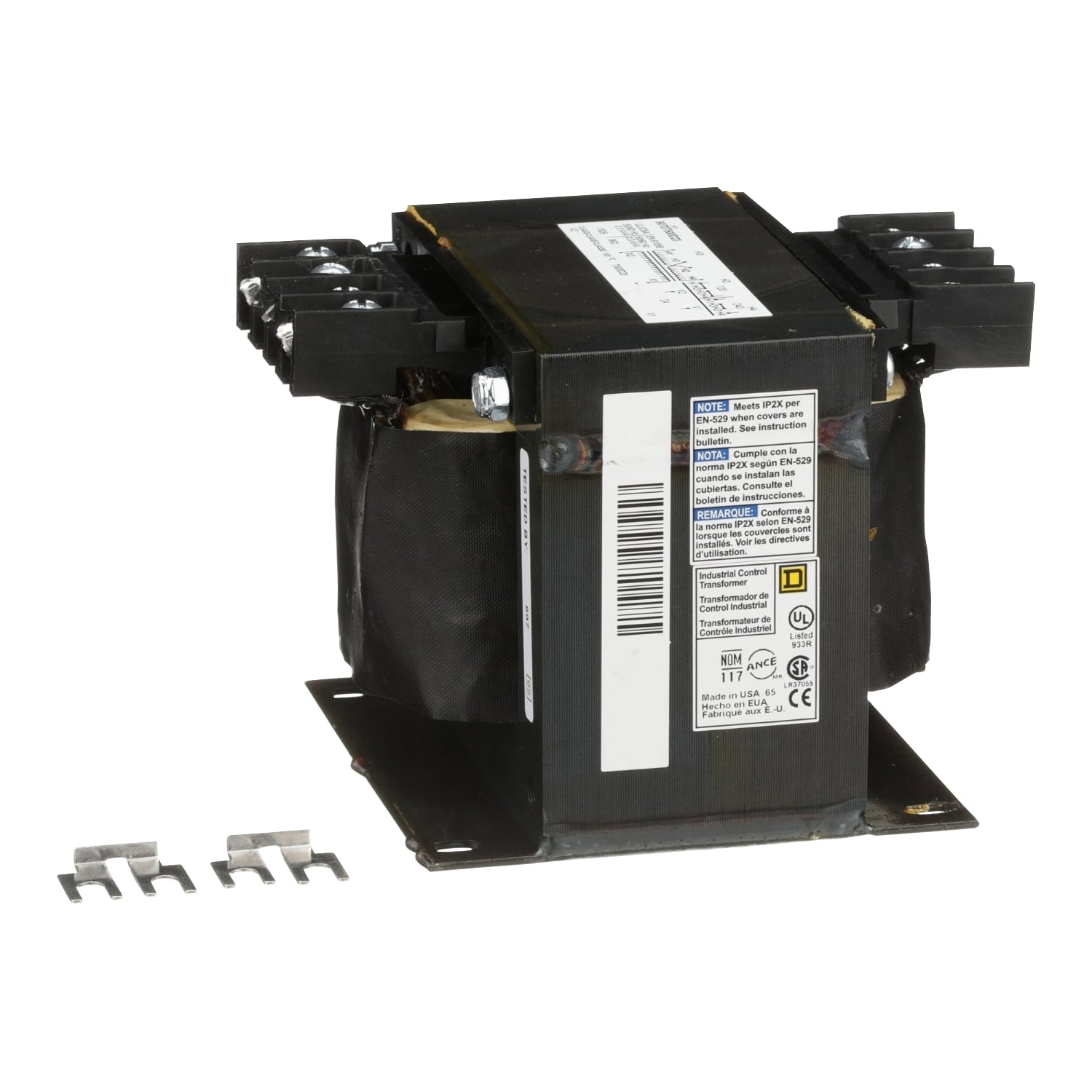 Transformer, Type T, industrial control, 500VA, 1 phase, 120x240V primary, 24V secondary, 115C rise