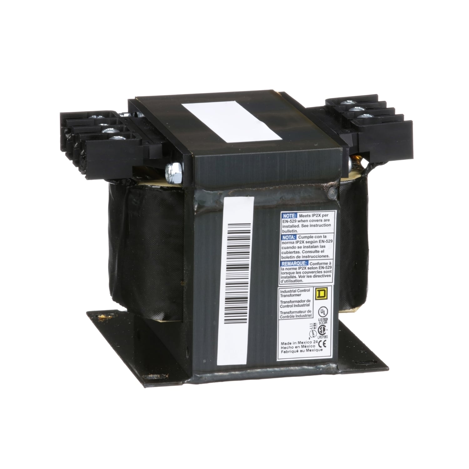 Transformer, Type T, industrial control, 500VA, 1 phase, 120/240V primary, 120/240V secondary, 115C rise