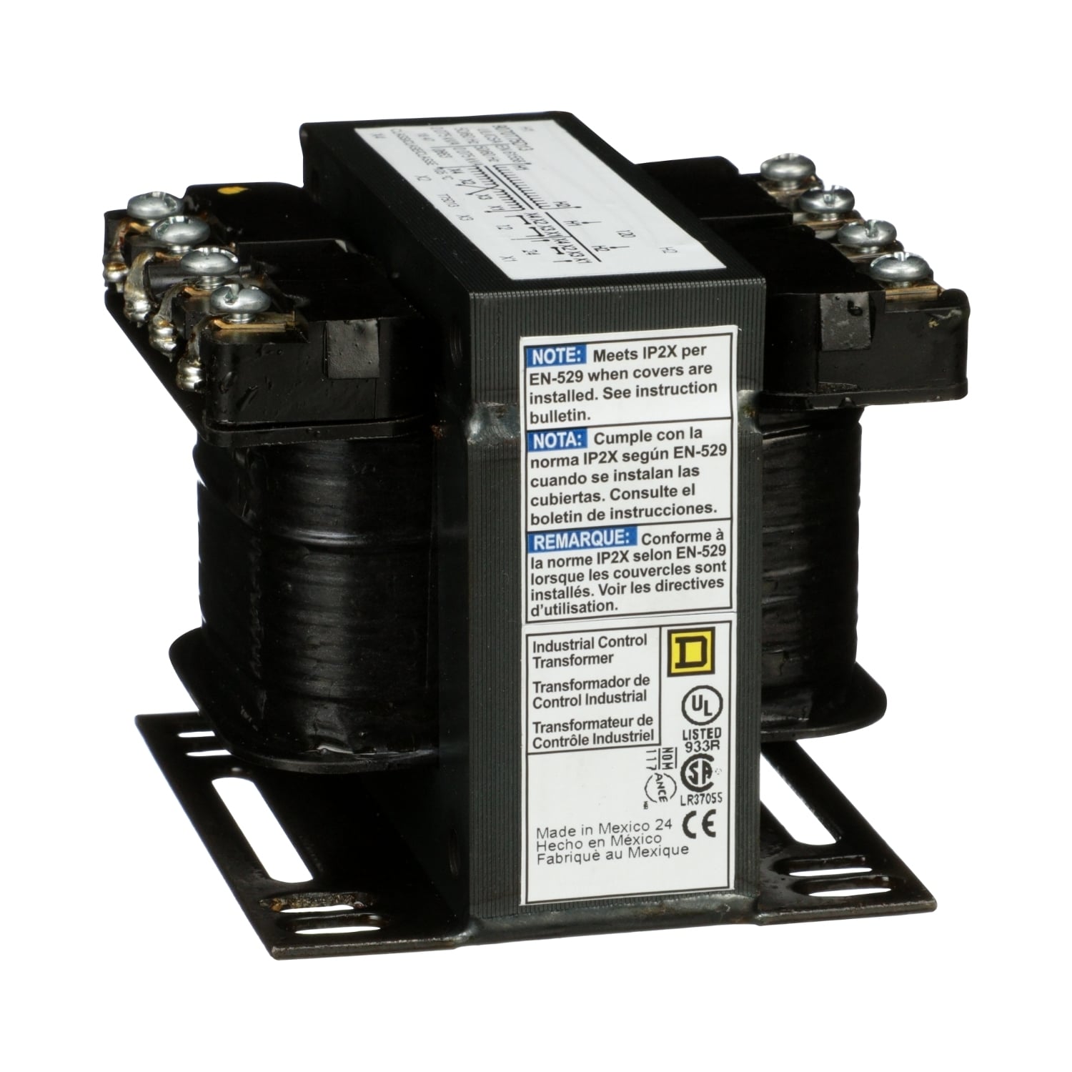 Transformer, Type T, industrial control, 75VA, 1 phase, 120V primary, 12/24V secondary, 55C rise