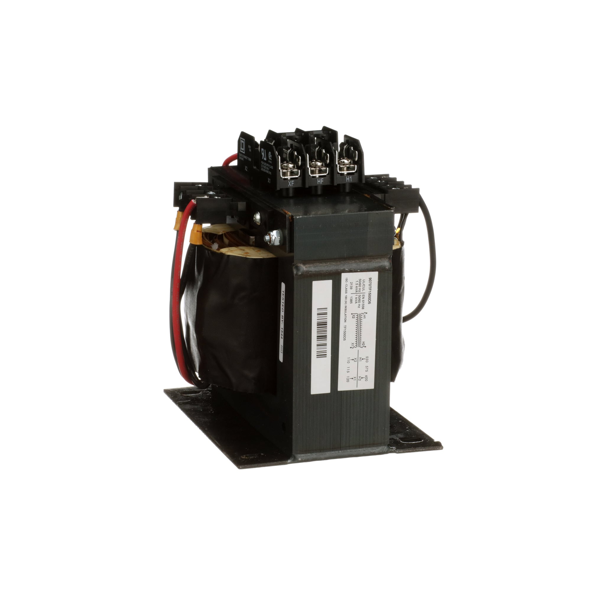 Industrial control transformer, Type TF, 1 phase, 1500VA, 600V primary, 120V secondary, 50/60Hz