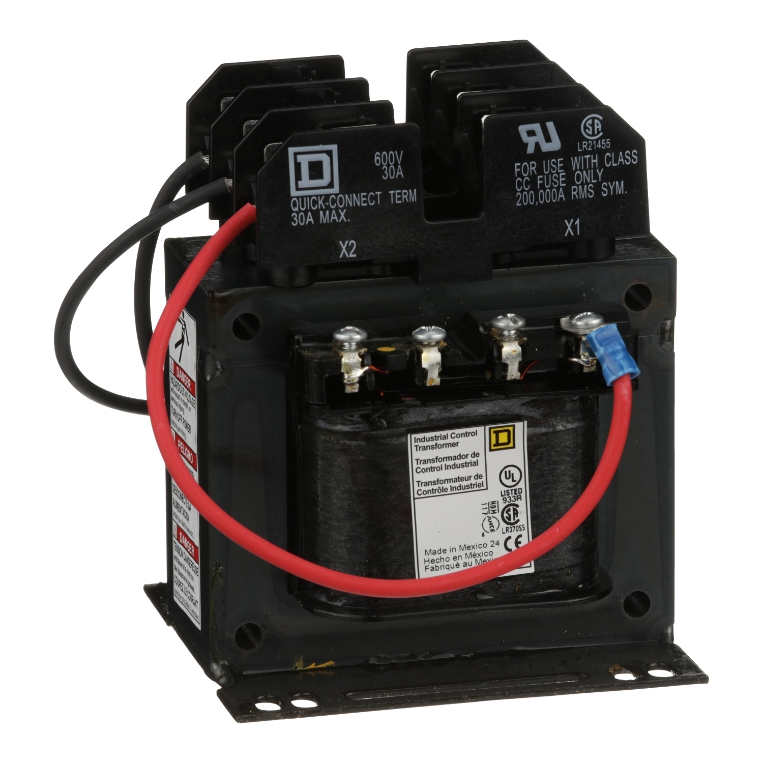 Industrial control transformer, Type TF, 1 phase, 150VA, 208V primary, 120V secondary, 50/60Hz