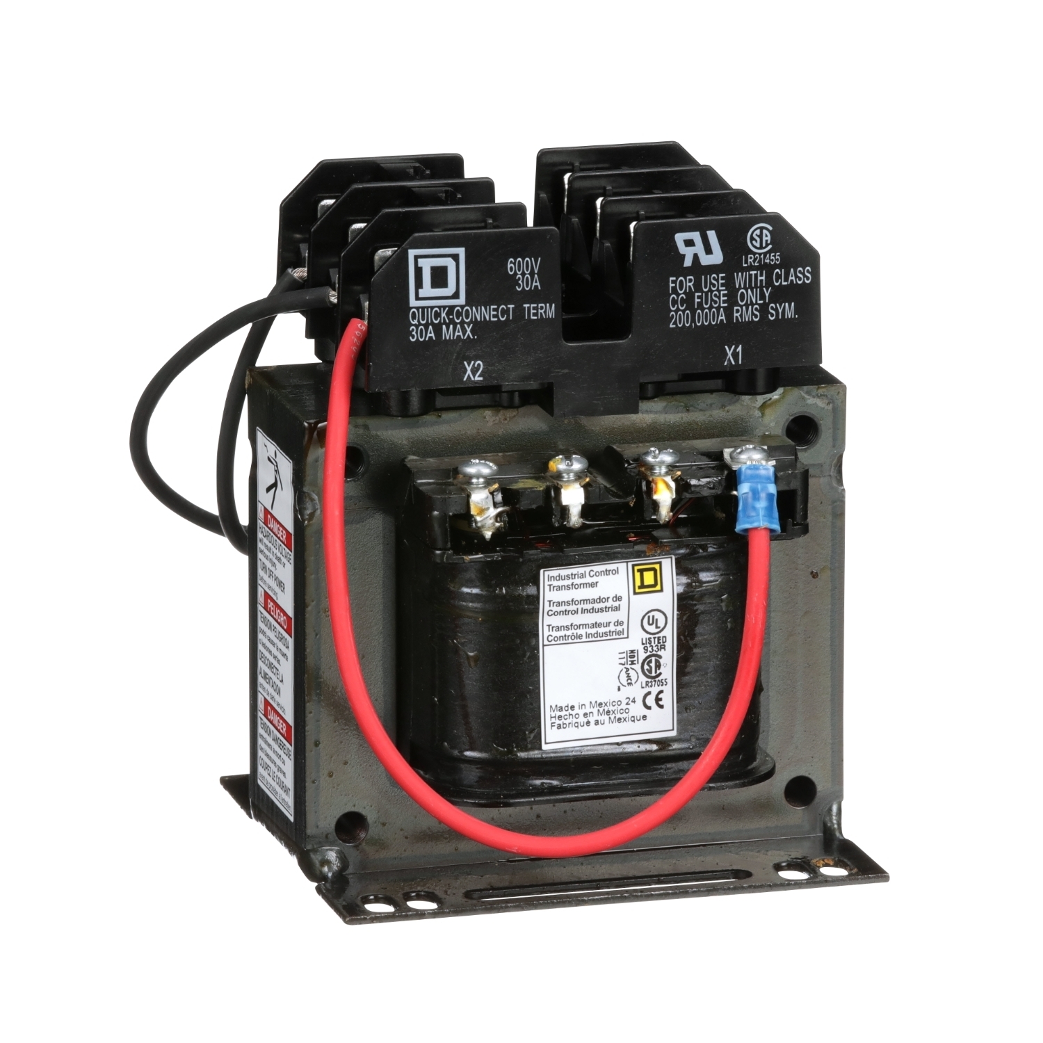 Industrial control transformer, Type TF, 1 phase, 200VA, 240x480V primary, 120V secondary, 50/60Hz