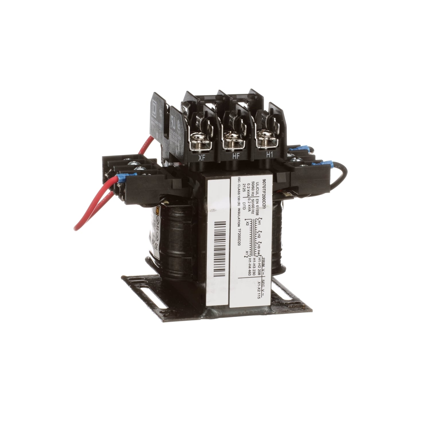 Industrial control transformer, Type TF, 1 phase, 200VA, 208/230/460V primary, 115V secondary, 50/60Hz