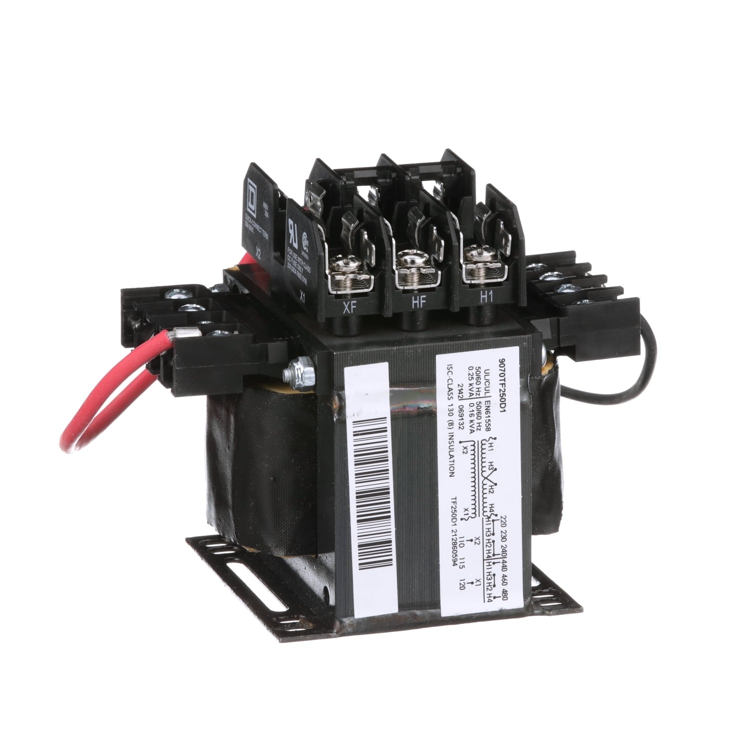 Industrial control transformer, Type TF, 1 phase, 250VA, 240x480V primary, 120V secondary, 50/60Hz