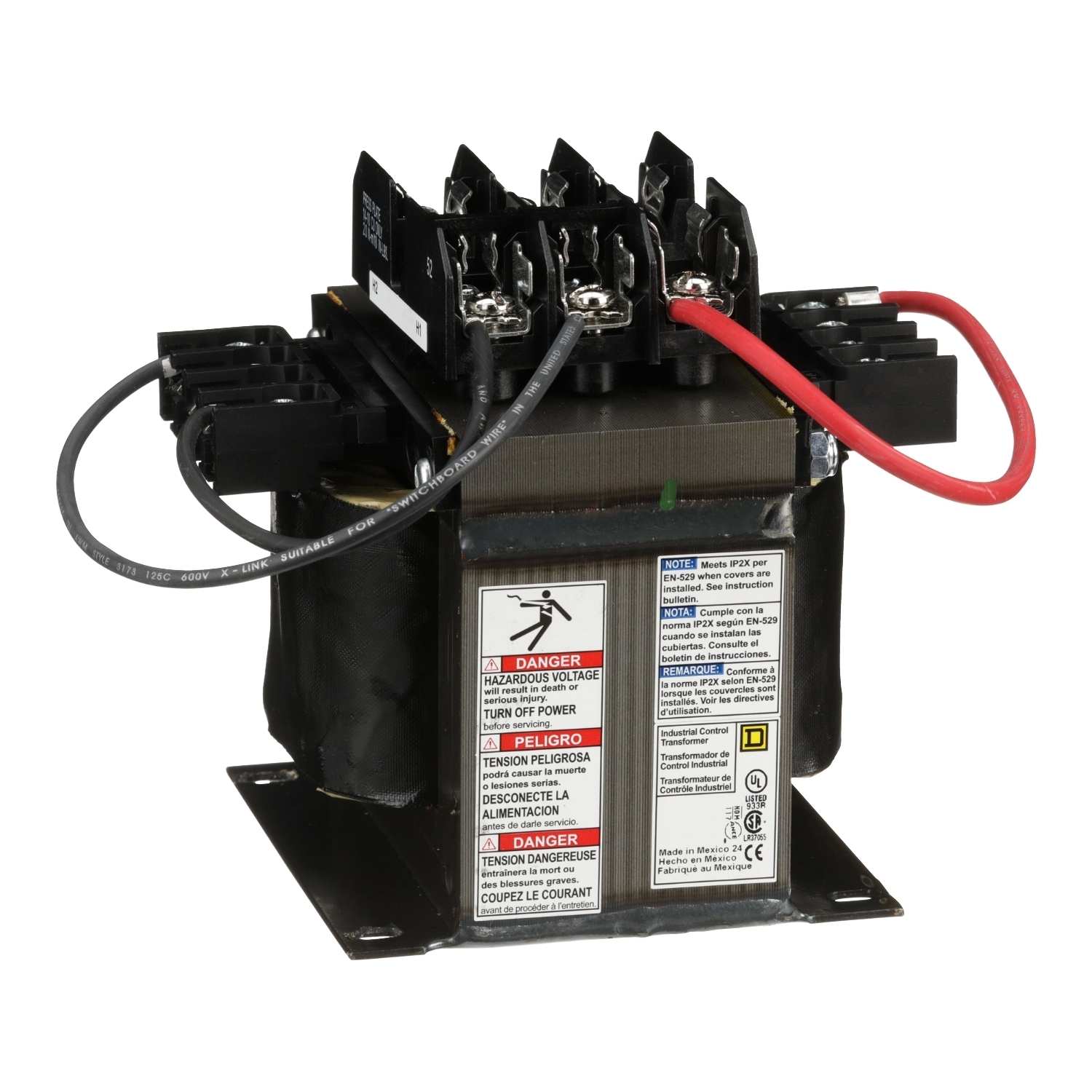 Industrial control transformer, Type TF, 1 phase, 500VA, 208V primary, 120V secondary, 50/60Hz