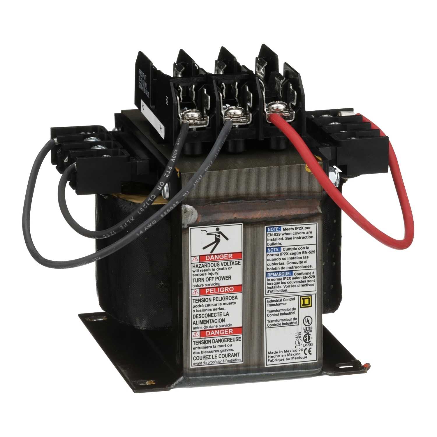 Industrial control transformer, Type TF, 1 phase, 500VA, 600V primary, 120V secondary, 50/60Hz