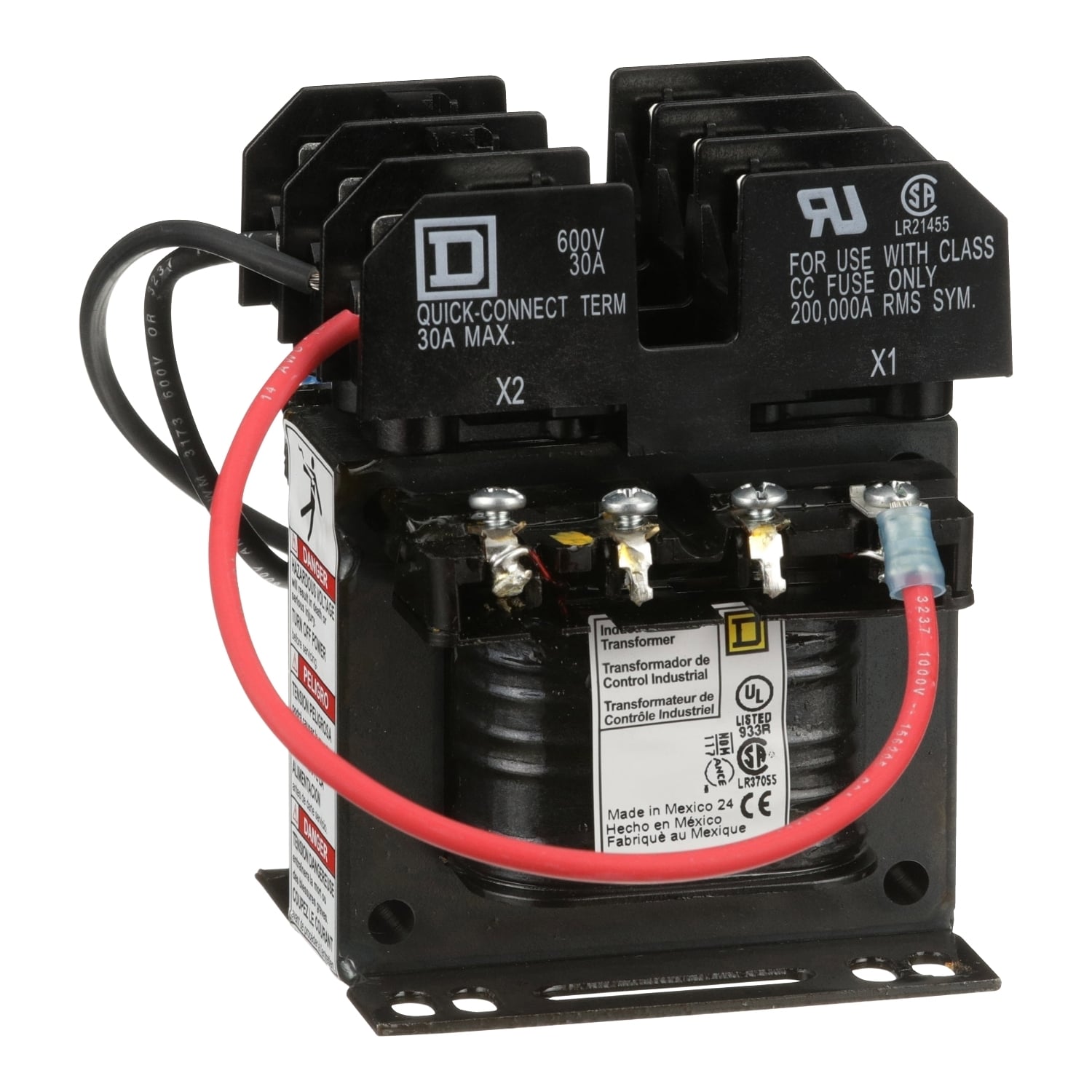 Transformer, Type TF, industrial control, 50VA, 240x480VAC primary, 24VAC secondary, 1 phase, 50/60Hz, 55C rise