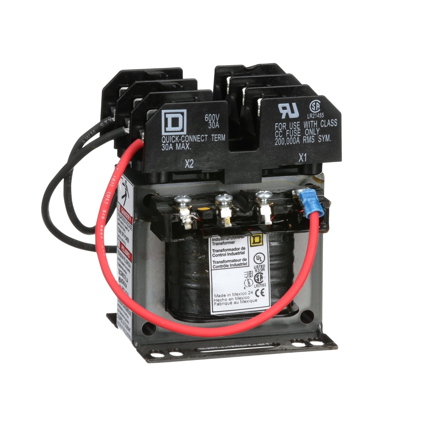 Industrial control transformer, Type TF, 1 phase, 50VA, 208/230/460V primary, 115V secondary, 50/60Hz