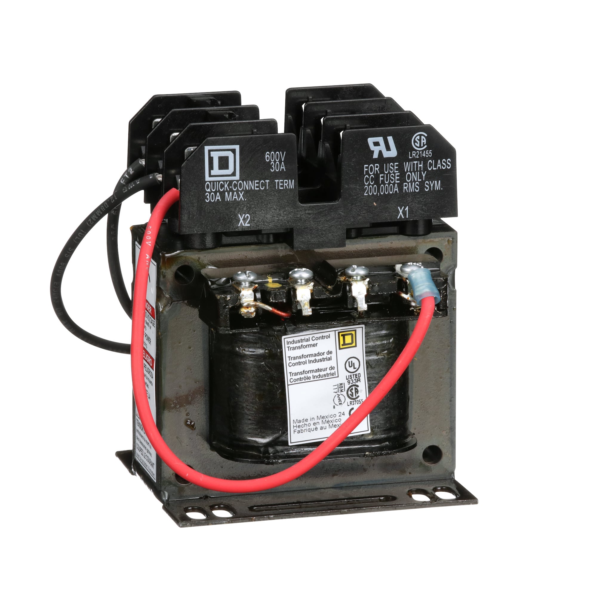 Transformer, Type T, industrial control, 75 VA, 120/240 VAC primary / 24 VAC secondary, 1 phase, 50/60 Hz, 55 C rise