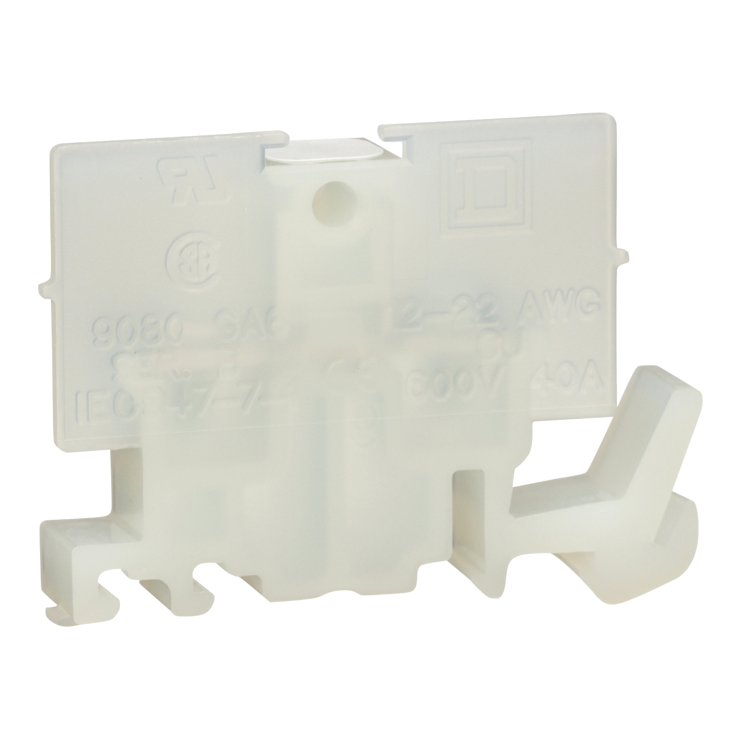 Terminal block, Linergy, flat terminal connector, natural colored block, 40A, 600V