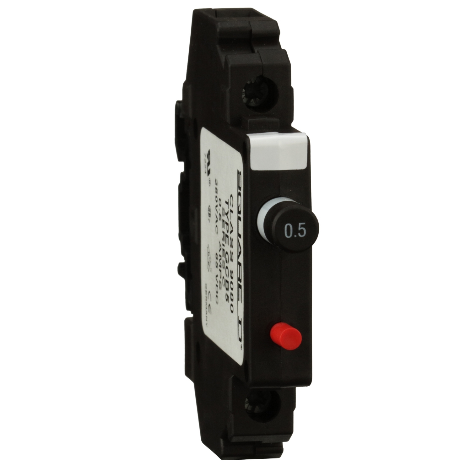 Circuit protector, Linergy, thermal magnetic overcurrent, track mount, 0.5A, 250VAC, 65VDC