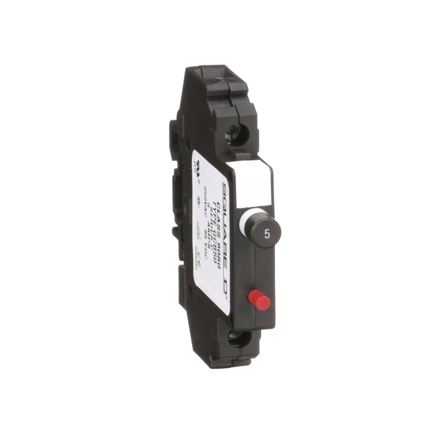 Circuit protector, Linergy, thermal magnetic overcurrent, track mount, 5.0A, 250VAC, 65VDC