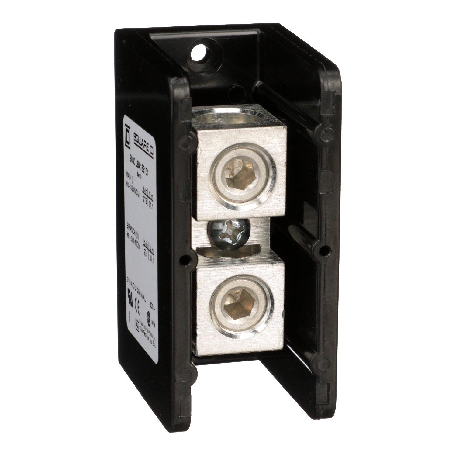 Power distribution block, Linergy, 1 pole, 1 line, 1 load, 310A Cu, 250A Al, 600V