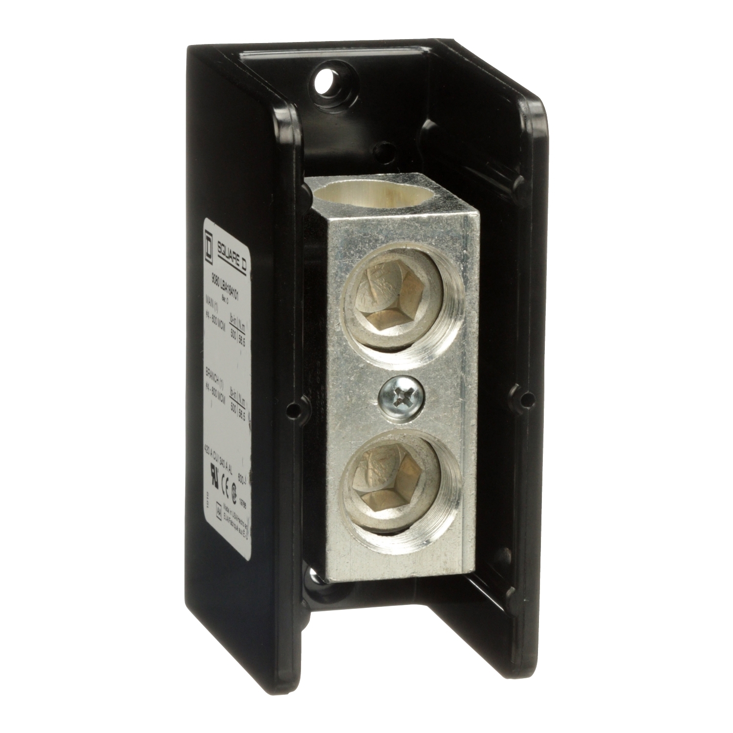 Power distribution block, Linergy, 1 pole, 1 line, 1 load, 420A Cu, 340A Al, 600V