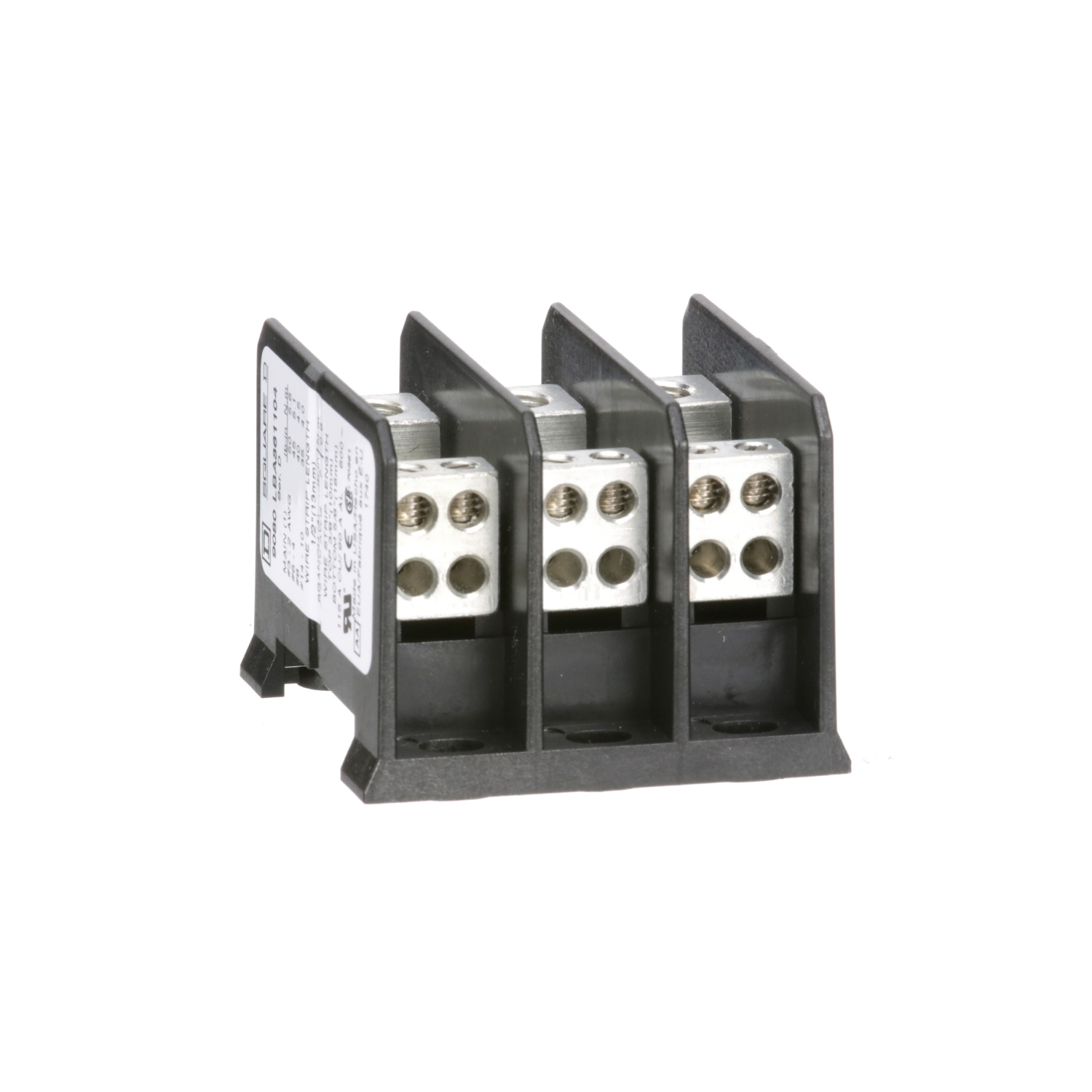Power distribution block, Linergy, 3 pole, 1 line, 4 load, 115A Cu, 90A Al, 600V