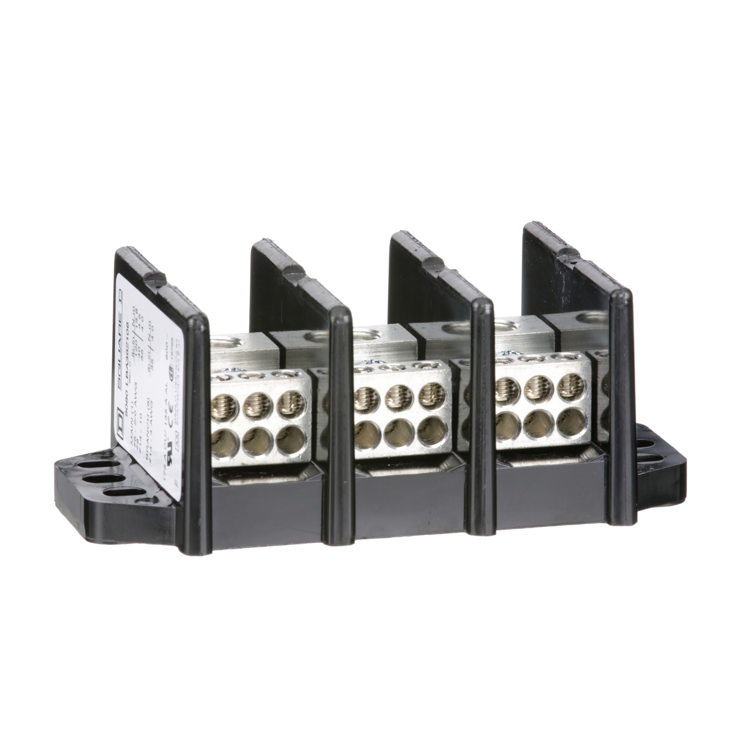 Power distribution block, Linergy, 3 pole, 1 line, 6 load, 175A Cu, 135A Al, 600V