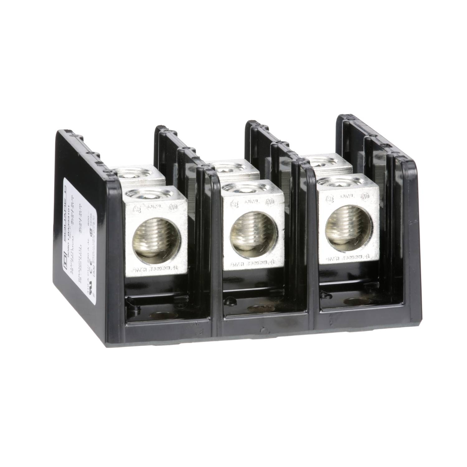 Power distribution block, Linergy, 3 pole, 1 line, 1 load, 310A Cu, 250A Al, 600V
