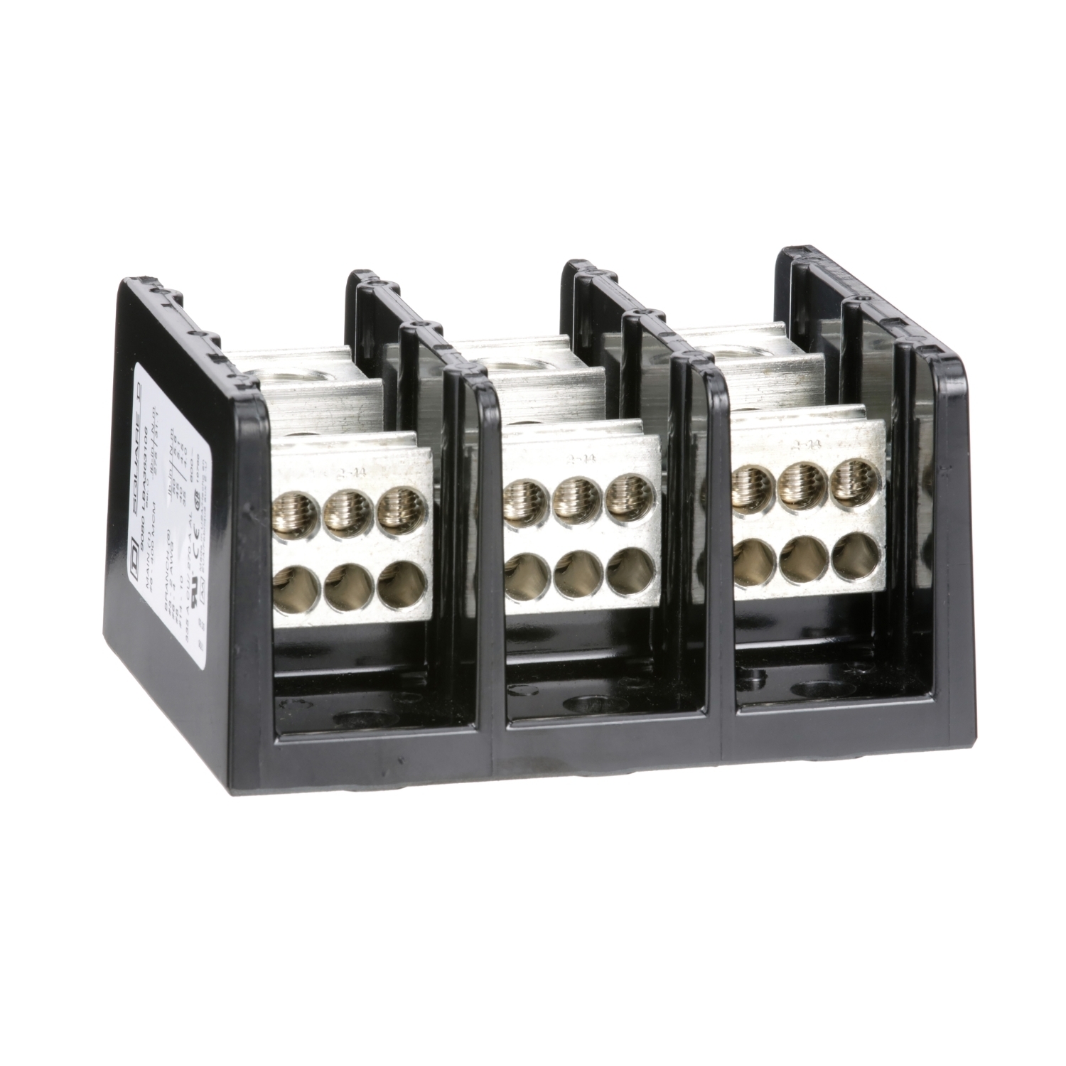 Power distribution block, Linergy, 3 pole, 1 line, 6 load, 335A Cu, 270A Al, 600V