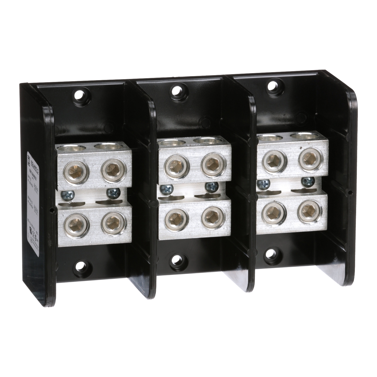 Power distribution block, Linergy, 3 pole, 2 line, 2 load, 620A Cu, 500A Al, 600V