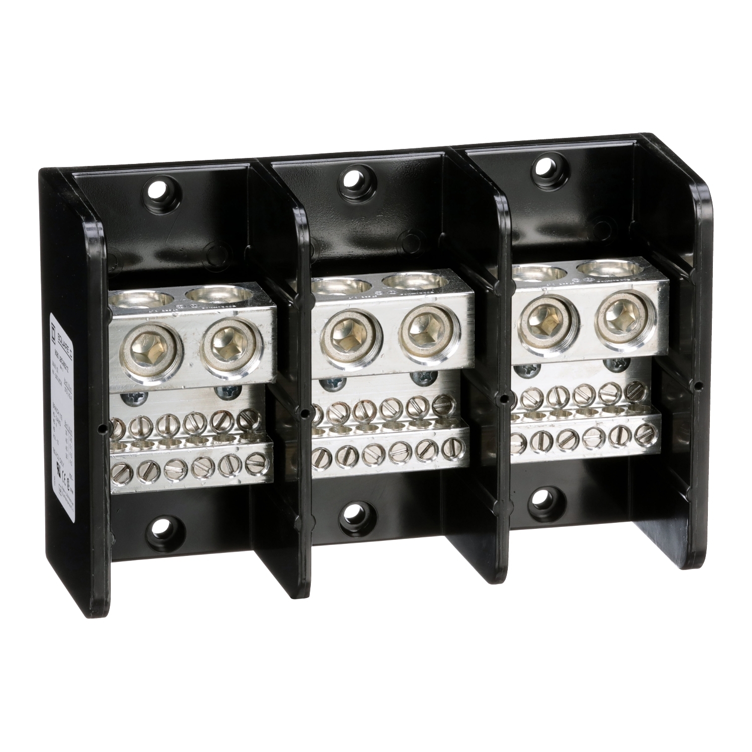 Power distribution block, Linergy, 3 pole, 2 line, 12 load,760A Cu, 600V