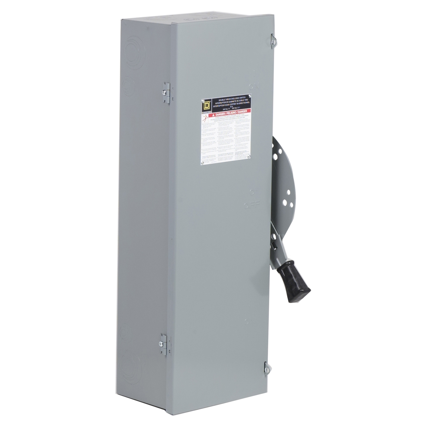 Safety switch, double throw, non fusible, 30 A, 240 V, 4 poles, NEMA 1, fuse class T4