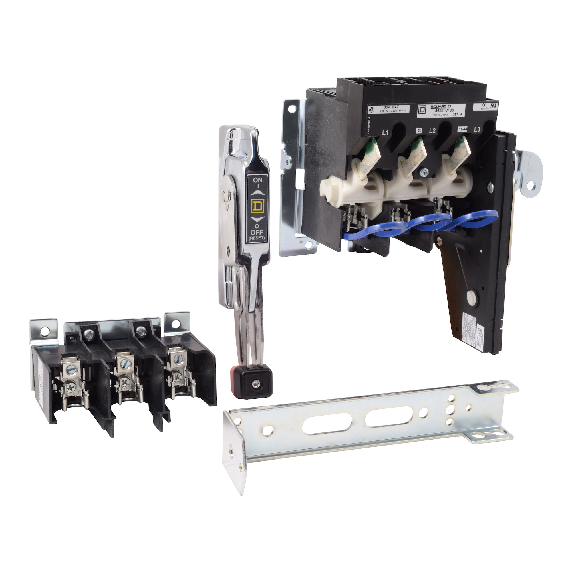 Operating mechanism, flange mounted, variable depth, 30A, 600V, fuseholder, switch mechanism, 6 inch handle, NEMA 4X