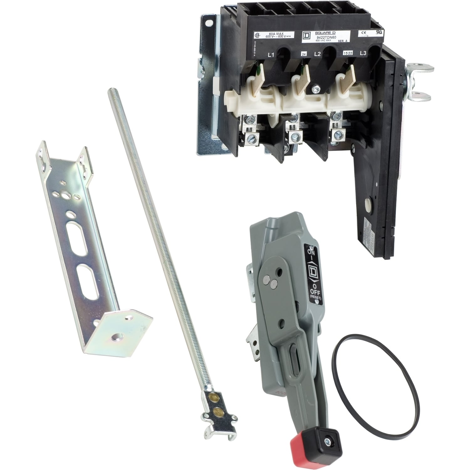 Operating mechanism, flange mounted, variable depth, 60A, 600V, no fuse, switch mechanism, 6 inch handle, NEMA 4