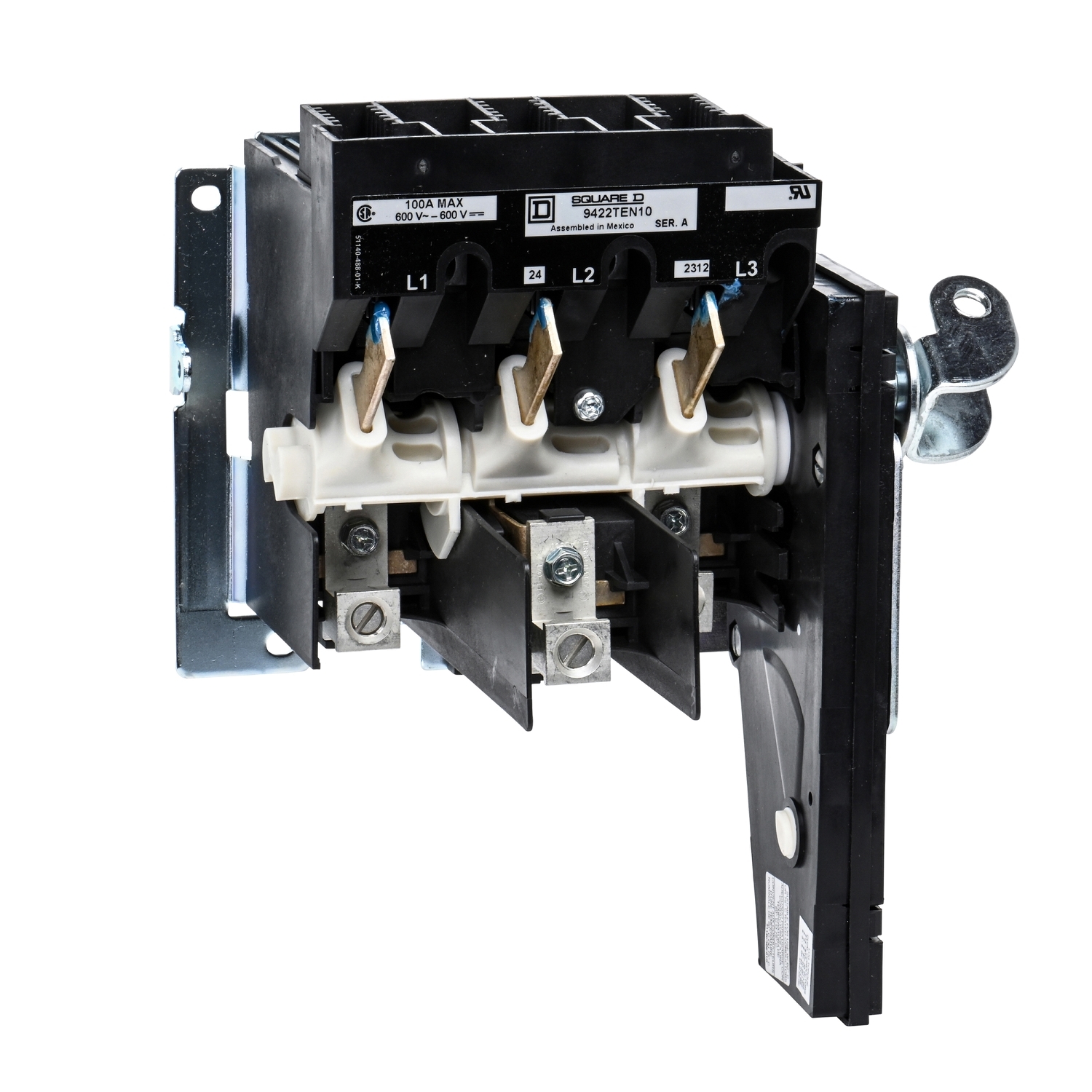 Operating mechanism, flange mounted, variable depth, 100A, 600V, no fuse, switch mechanism, 6 inch handle, NEMA 4