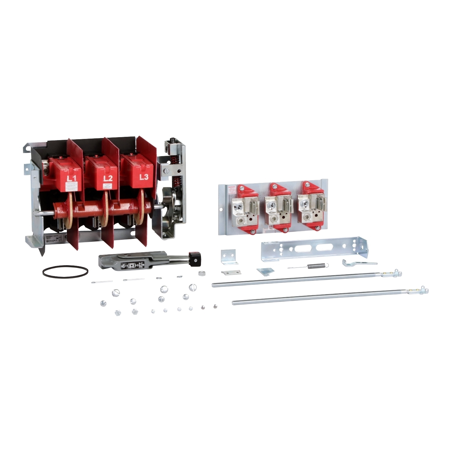 Operating mechanism, flange mounted, variable depth, 200A, 600V, fuseholder, switch mechanism, 6 inch handle, NEMA 4