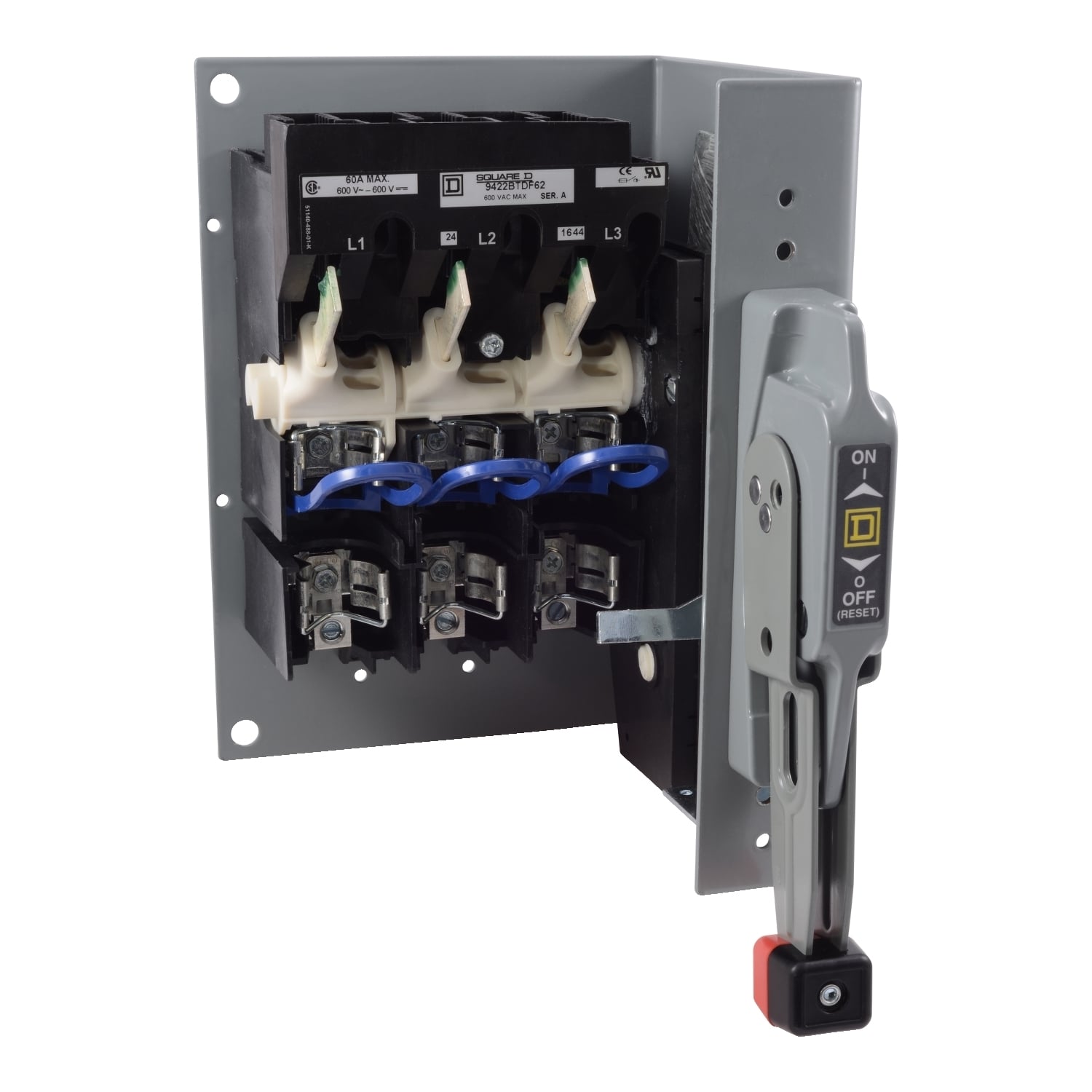 Operating mechanism, flange mounted, fixed depth assembly,60A, 600 V, fuseholder, switch mechanism, 6 inch handle