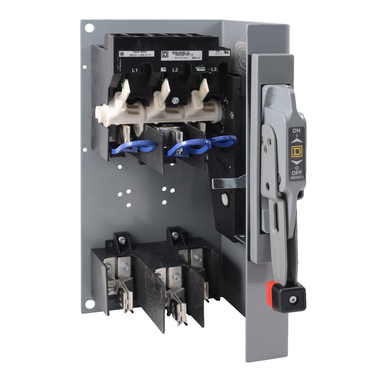 Operating mechanism, flange mounted, fixed depth assembly,100A, 600 V, fuseholder, switch mechanism, 6 inch handle