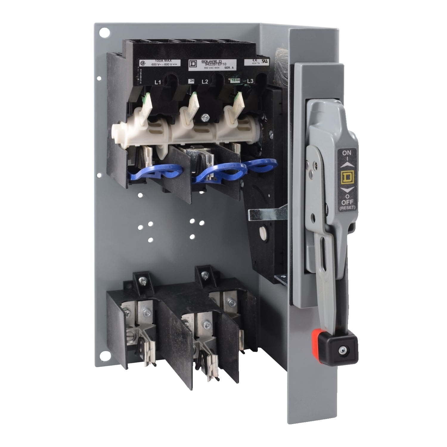 Operating mechanism, flange mounted, fixed depth assembly,100A, 600V, fuseholder, switch mechanism, 6 inch handle