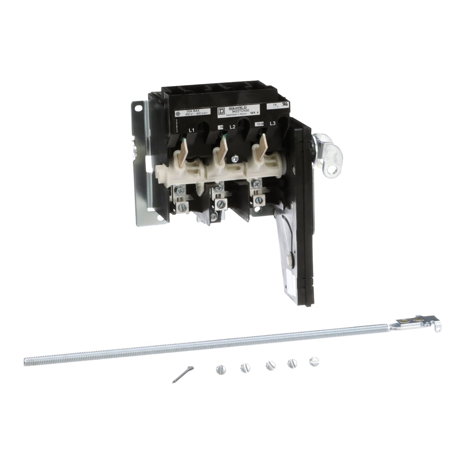 Operating mechanism, flange mounted, variable depth, 30A, 600V, no fuse, switch mechanism
