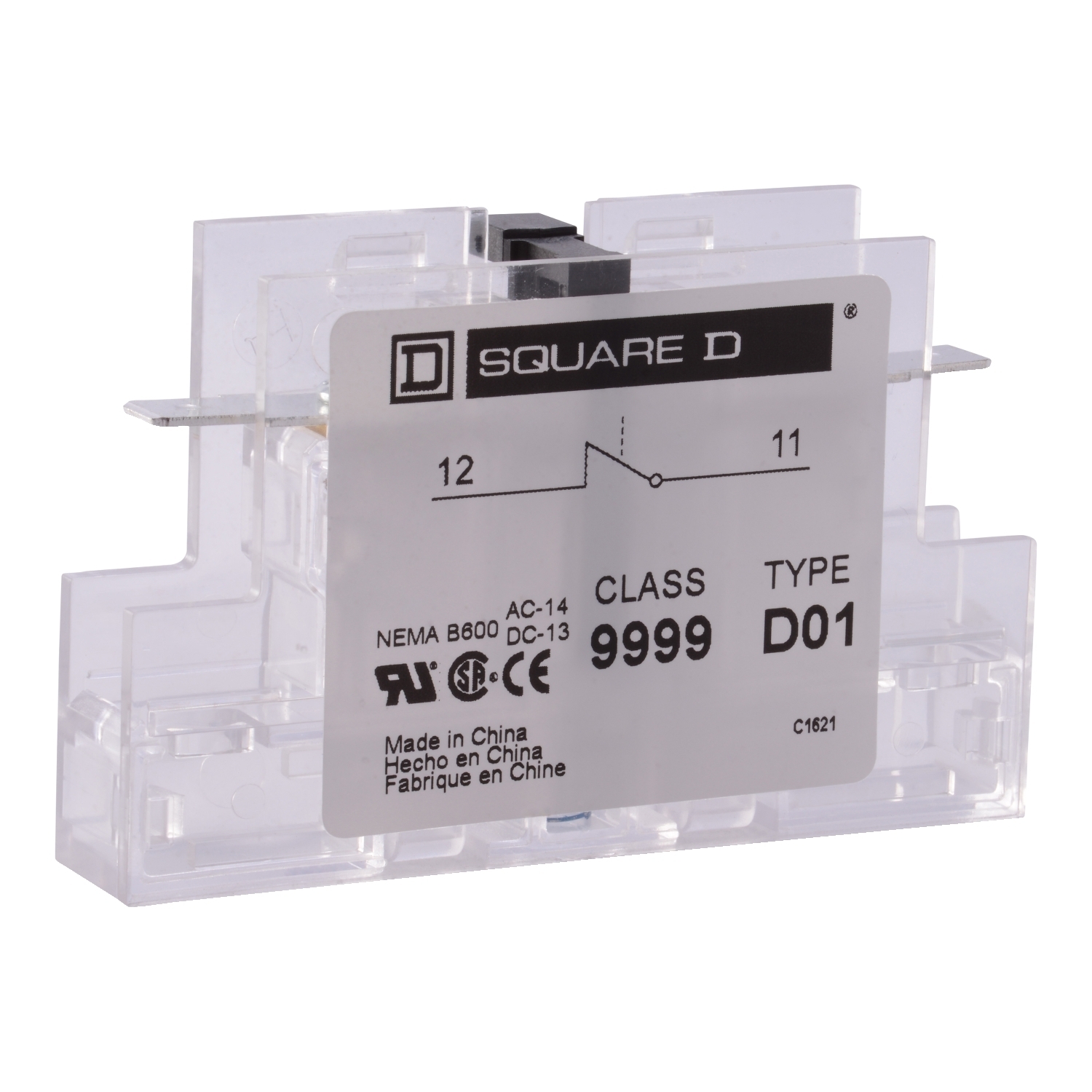 Contactor, Definite Purpose, auxiliary contact, 3A at 120 VAC, 1 NC contact, for 20A to 90A DPA contactors