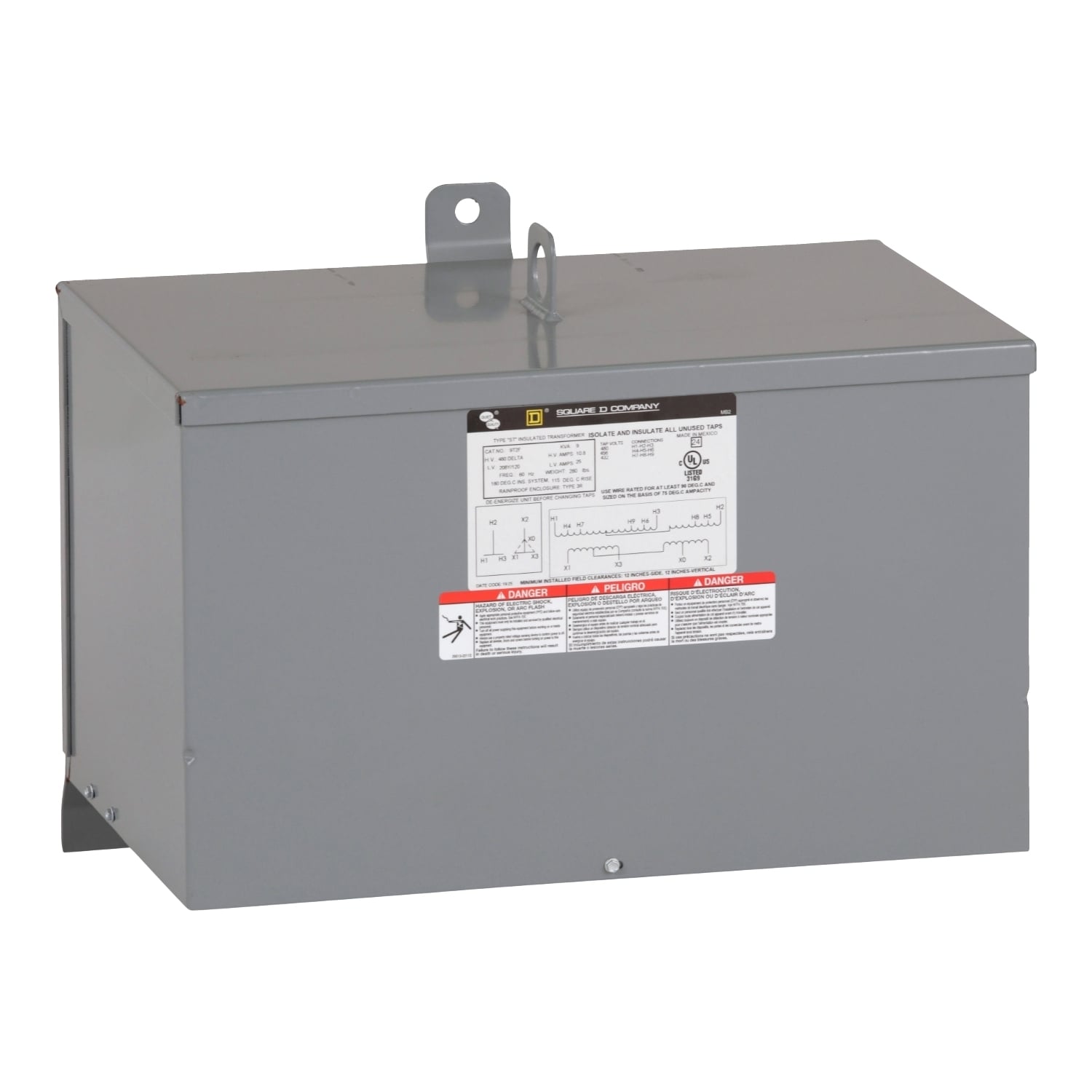 Transformer, dry type, encapsulated, 9kVA, 3 phase, 480V primary, 208Y/120V secondary, 14C, 115C rise [TAA]